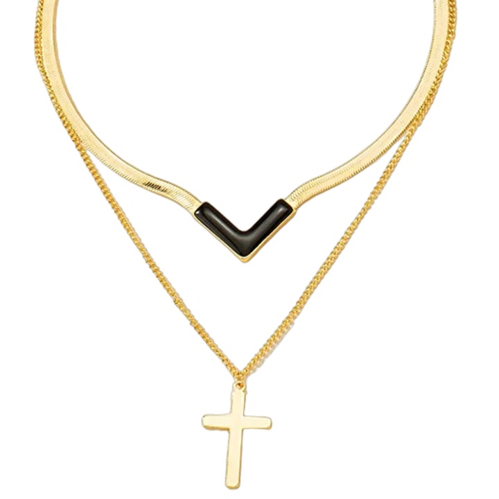 Colier Izmael AI-29909, aurie, aliaj, 38cm+7cm, pandantiv 1, 5cm x 2cm