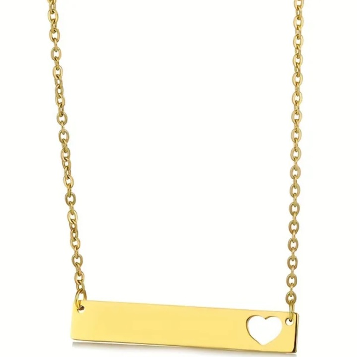 Colier IZMAEL TA-34241, design minimalist, decupaj inima, aurie, 42cm