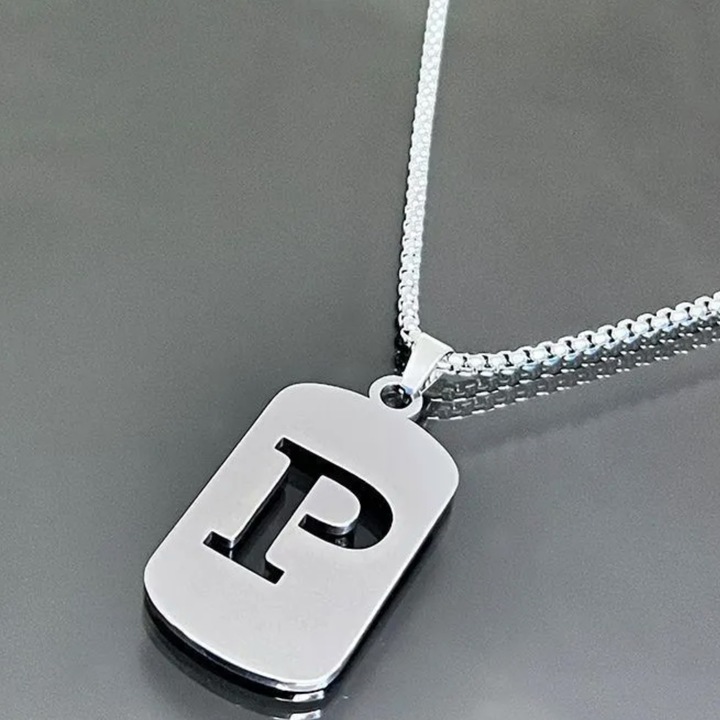 Colier IZMAEL BR-34039, argintie, 56cm, pandantiv 4x2, 2cm