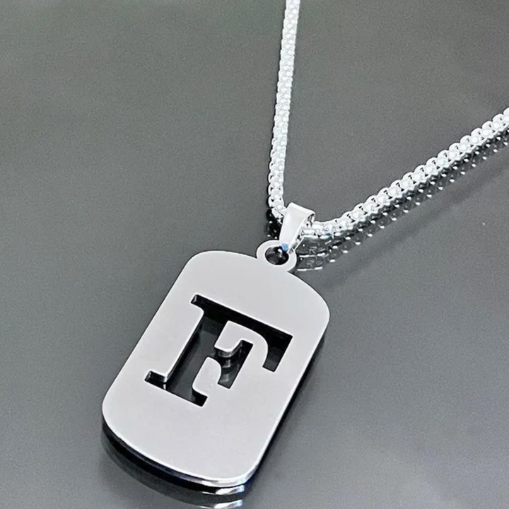 Colier IZMAEL BR-34029, argintie, 56cm, pandantiv 4x2, 2cm