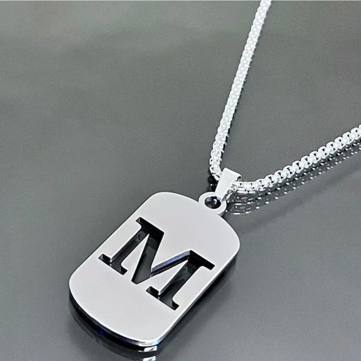 Colier IZMAEL BR-34036, argintie, 56cm, pandantiv 4x2, 2cm