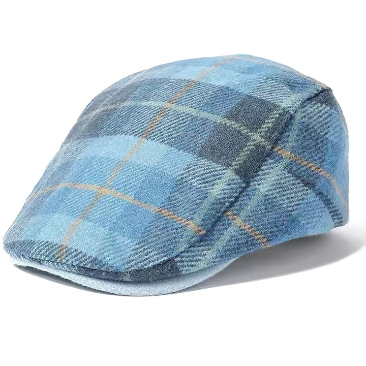 Baretă bărbațească IZMAEL MA-37122, carouri albastre, material poliester/bumbac, dimensiune universală