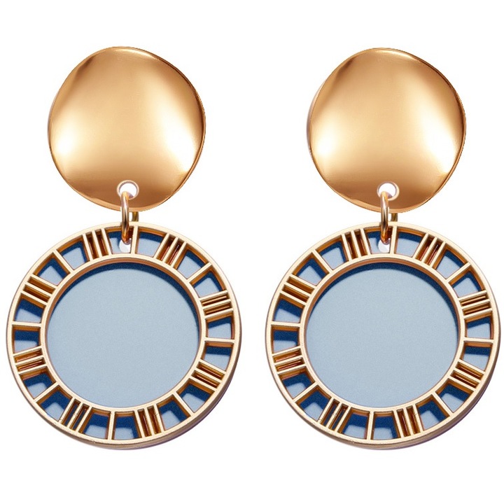 Cercei Izmael XI-27563, aurii/gri, 3, 8x2, 1cm