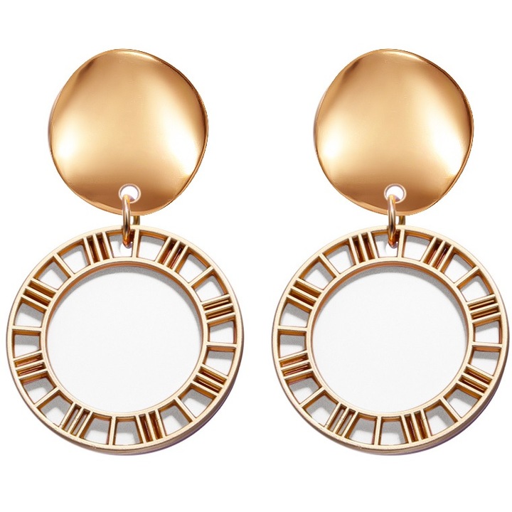 Cercei IZMAEL XI-27561, aurie/alba, 3, 8x2, 1cm