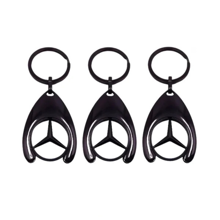 Három darabos DEPOX® kulcstartó készlet, Mercedes, 7, 5 cm, fém, fekete