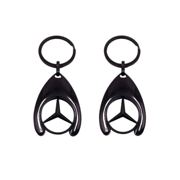 Két darabos DEPOX® kulcstartó készlet, Mercedes, 7, 5 cm, fém, fekete