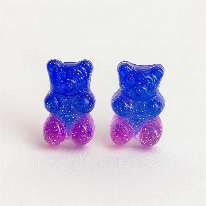 Cercei IZMAEL GB-38715, albastru/roz, design ursuleți, material metalic