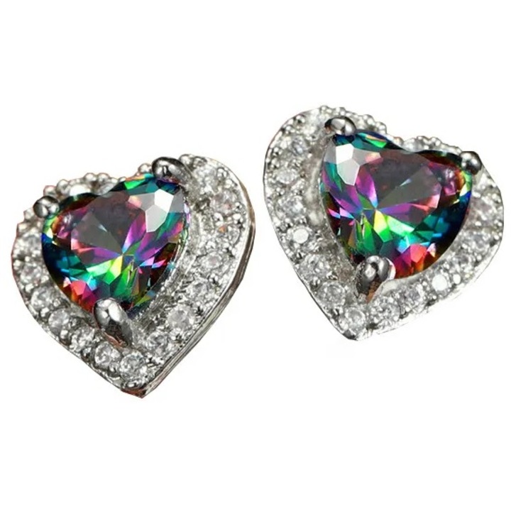 Cercei IZMAEL HE-28365, decorati cu zirconii, multicolor, 0, 9x0, 8cm