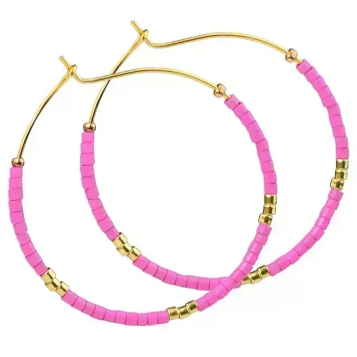 Cercei IZMAEL NE-29873, aurii și roz, dimensiune 4, 1cm