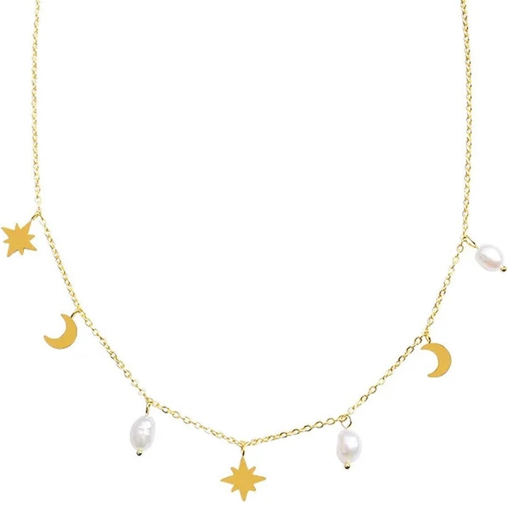 Colier IZMAEL MO-35489, aurie, detalii cu luna și stele