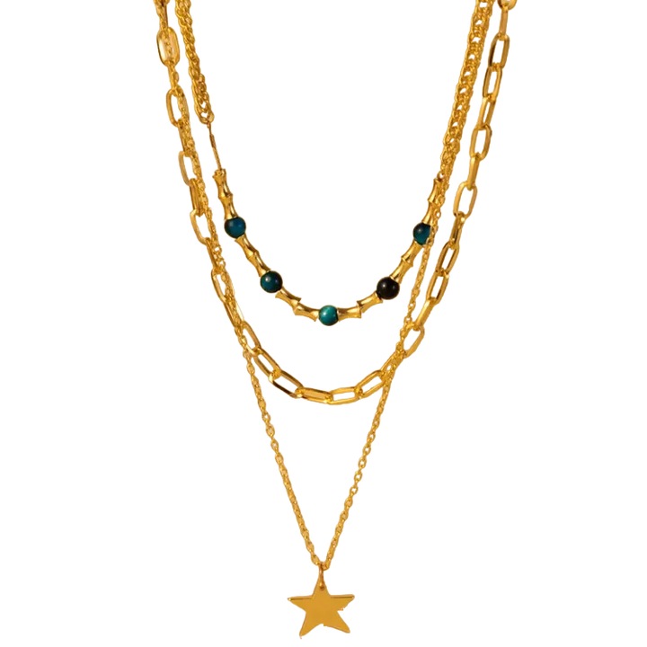 Colier IZMAEL RI-29408, aurie, 34x7cm, aliaj de metal