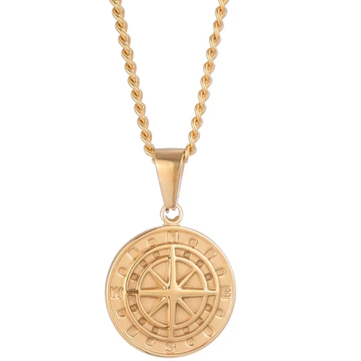 Colier IZMAEL, busolă, 52cm, aurie