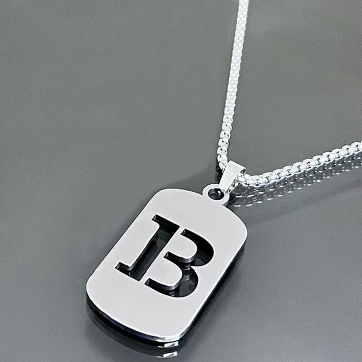 Colier IZMAEL BR-34025, argintie, 56cm, pandantiv 4x2, 2cm