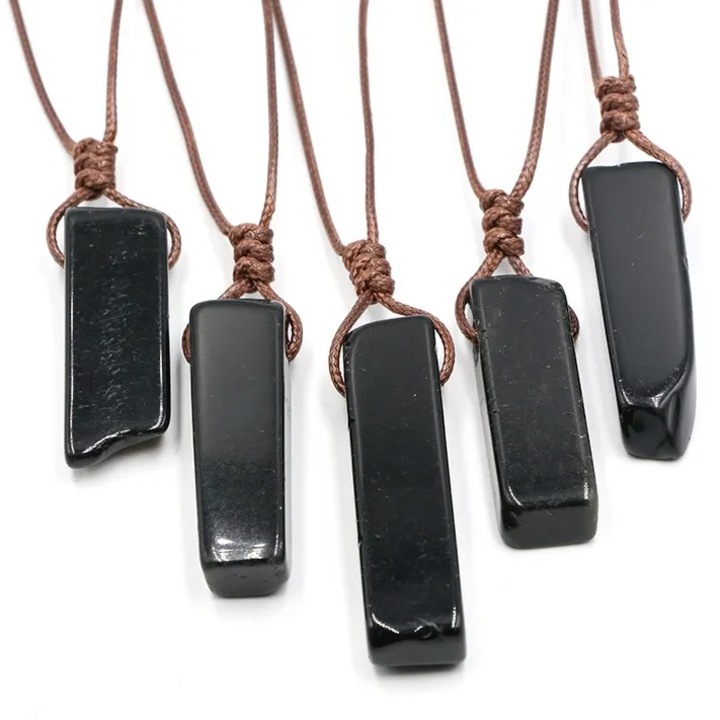 Colier IZMAEL, Colorful Stone, piatră naturală, negru, lungime maximă 66cm