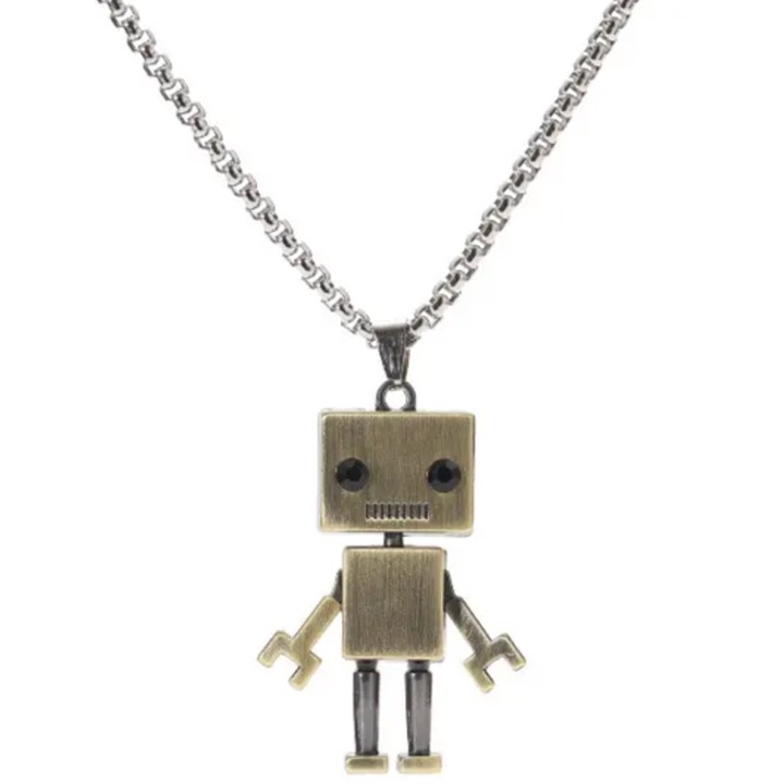 Colier IZMAEL Robot, aurie, 60cm, pandantiv 5x2cm