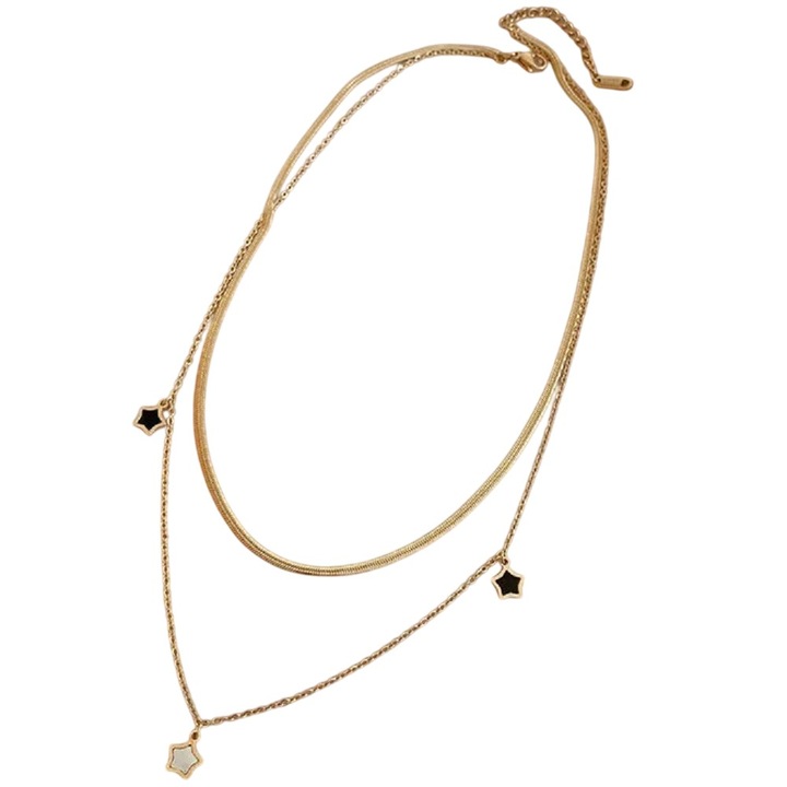 Colier IZMAEL KL-36589, aur, 39, 5x5cm, aliaj, detalii negre și perlate