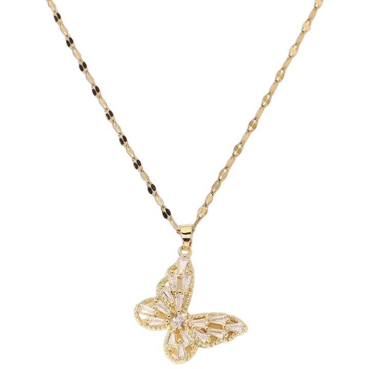Colier IZMAEL PA-29400, aur, 34x4cm, pandantiv fluture 1, 8x1, 6cm