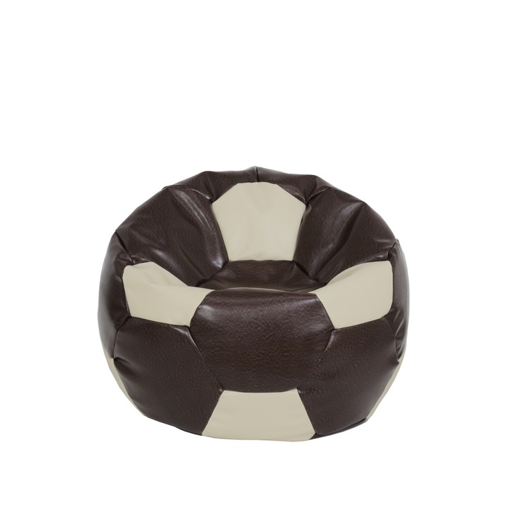 Fotoliu puf Baby Ball - imitatie piele - maro/crem