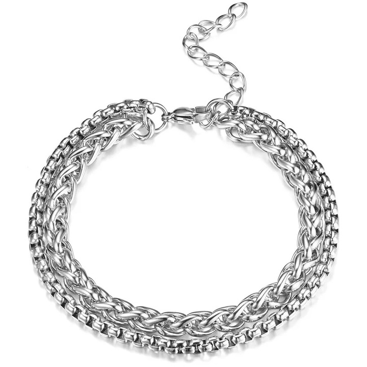 Bratara, IZMAEL, EA-32658 Double, metal, argintiu, 17x4cm