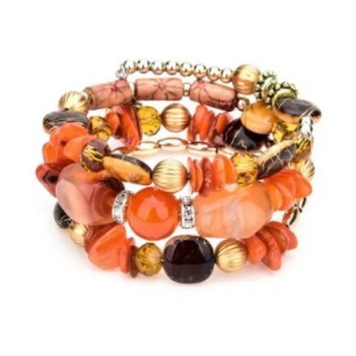 Bratara portocalie, plastic, pentru femei