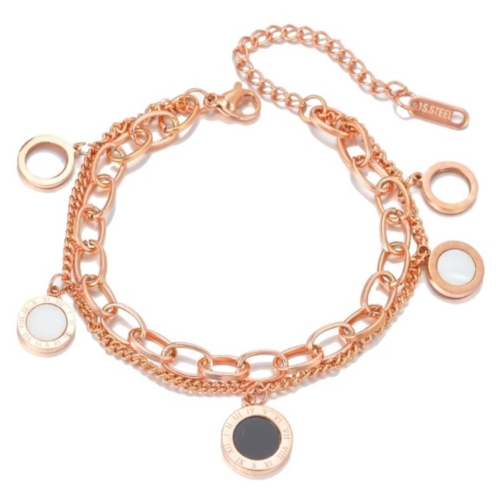 Bratara IZMAEL LU-28505, aur roz, inox, 16x4cm