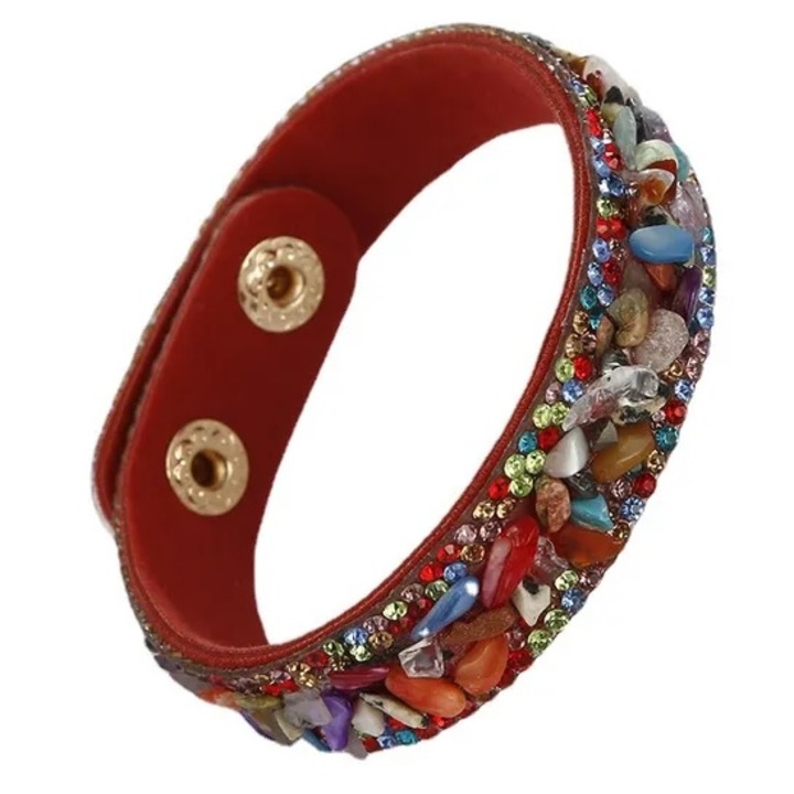 Bratara IZMAEL Retro Stone, multicolor, 21cm x 1.5cm