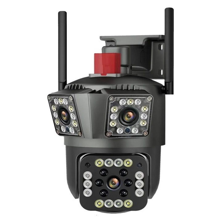 Camera de Supraveghere Tripla WIFI 24MP Exterior/Interior Ultra HD 10X zoom Rotire Comunicare Bidirectionala