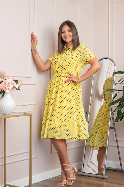 Ретро рокля Brenda, Жълт, One Size