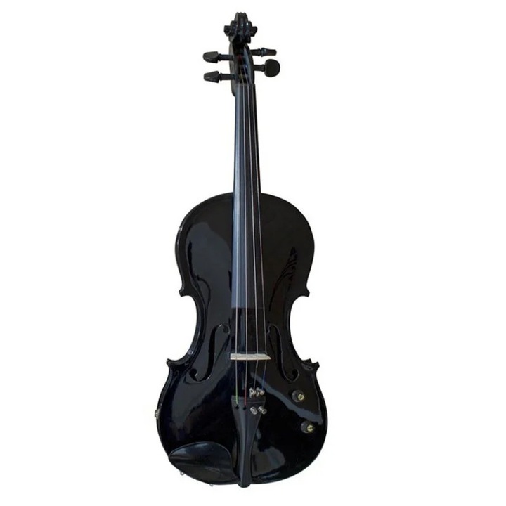 Vioară electrică Hora Reghin 4/4, alb/negru/natural, lemn de molid și paltin, doza pasivă