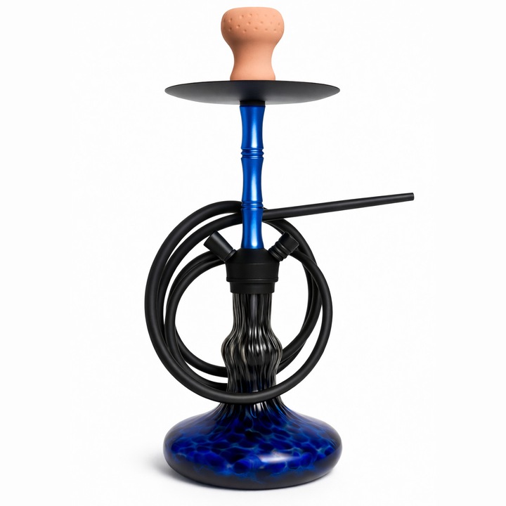 Narghilea Moderna, Premium, 1 Furtun, Sistem Quick Release, 52 cm, Albastru