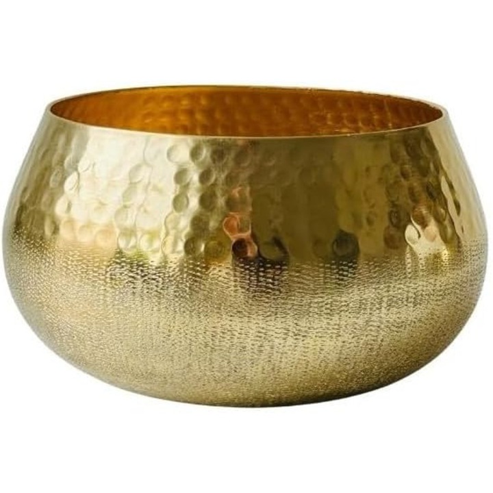 Bol decorativ metal, auriu, 20 x 20 x 11 cm