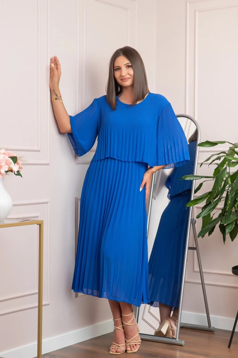 Rochie eleganta plisata Arielle, Albastru regal, One Size