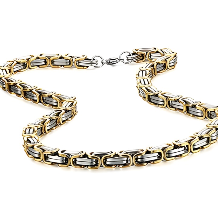Lant pentru barbati UQ-38758 - Aurie / Argintie / 70cm