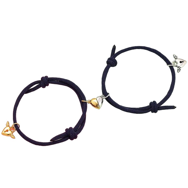 Brățari Heart Magnet IZMAEL, albastru închis, set 2 bucăți, dimensiune ajustabilă 18cm