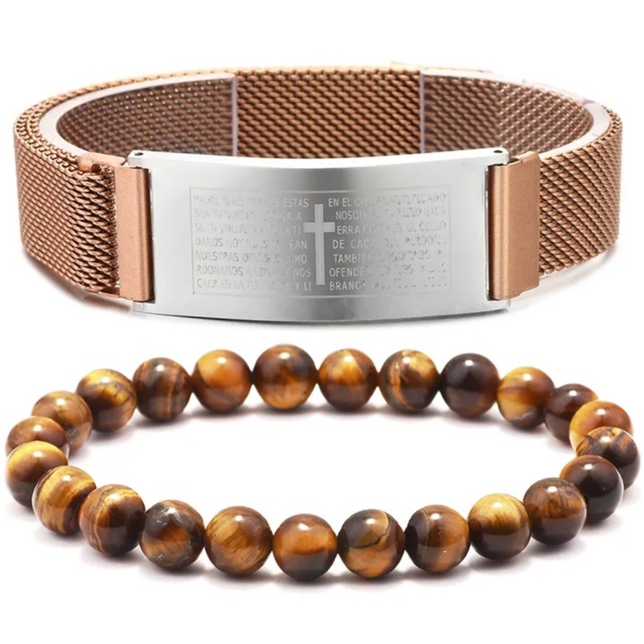 Set brățări IZMAEL HL-34477, aurie și roz, inox, max. 24cm