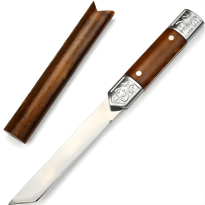 Cutit de exterior Izmael, IA-39381, lama inox, maner ergonomic maro, 19, 3cm