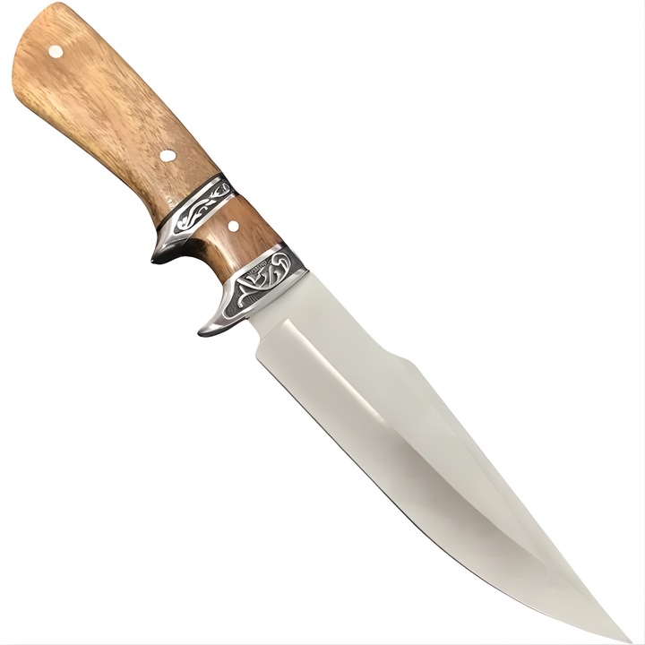 Cutit outdoor IZMAEL JB-39387, lama fixa, otel, maner lemn, maro, 30, 5cm