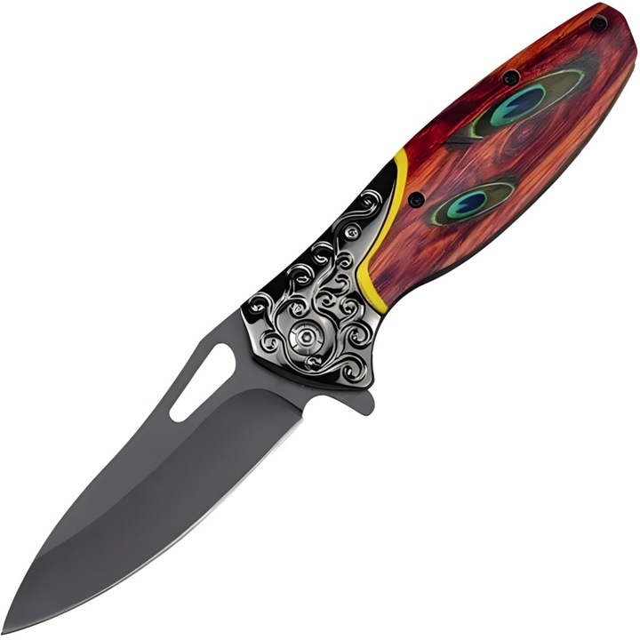 Briceag IZMAEL DV-39384, inox, rosu/negru, 20x8.5cm, cu mecanism de siguranta liner lock