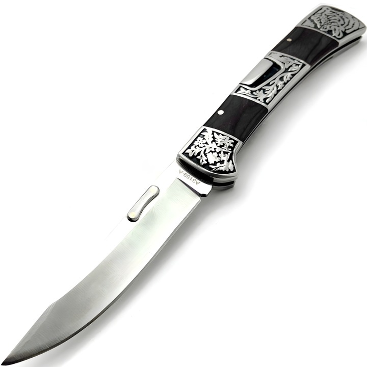 Cutit pliabil IZMAEL B3159, negru/argintiu, maner din palisandru, 23.5cm