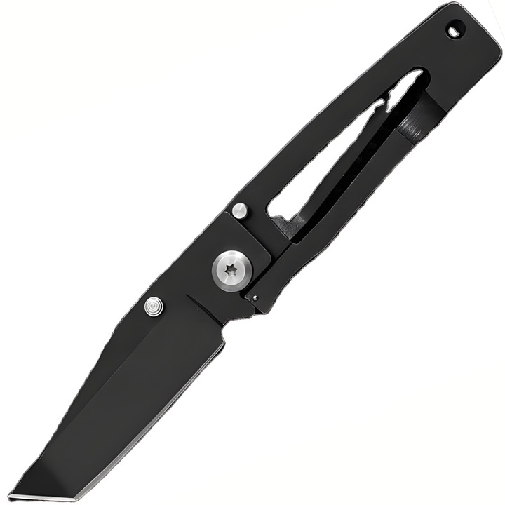 Cutit pliabil IZMAEL F007, otel inoxidabil, maner metalic, negru, 16x6cm