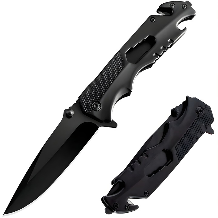 Cutit pliabil outdoor IZMAEL MF-39379, otel inoxidabil, negru, 23x10cm