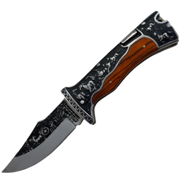 Cutit pliabil IZMAEL CO-18214, otel inoxidabil, argintiu/maro, 23x12, 9cm