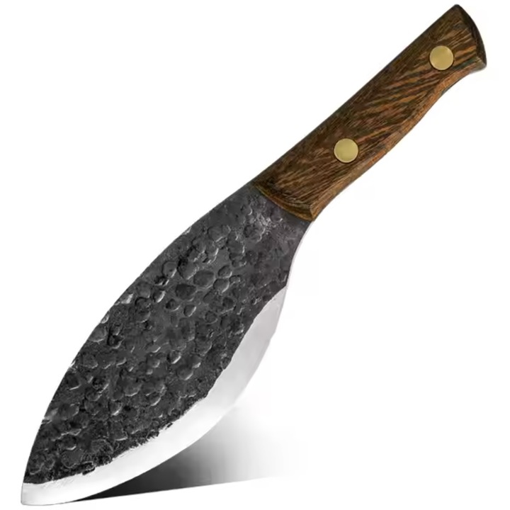 Cutit de bucatarie IZMAEL, HA-35058, lama din otel carbon, maner din lemn, maro, 26x14cm