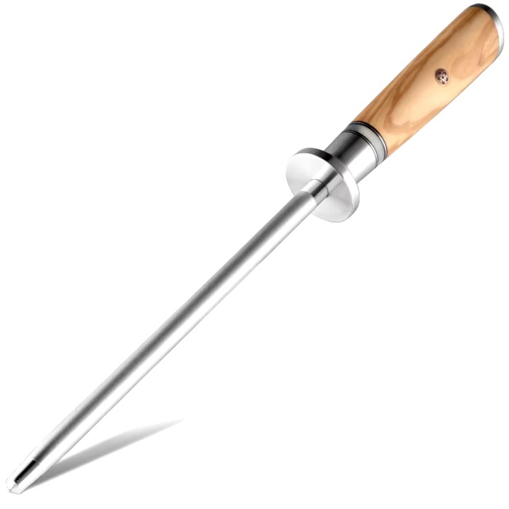 Ocielka pentru ascuțirea cuțitelor IZMAEL, otel carbon, maner lemn maro, 37, 5cm