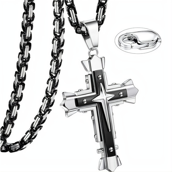 Lant barbatesc IZMAEL MJ-38723, otel inoxidabil, negru/argintiu, 60cm