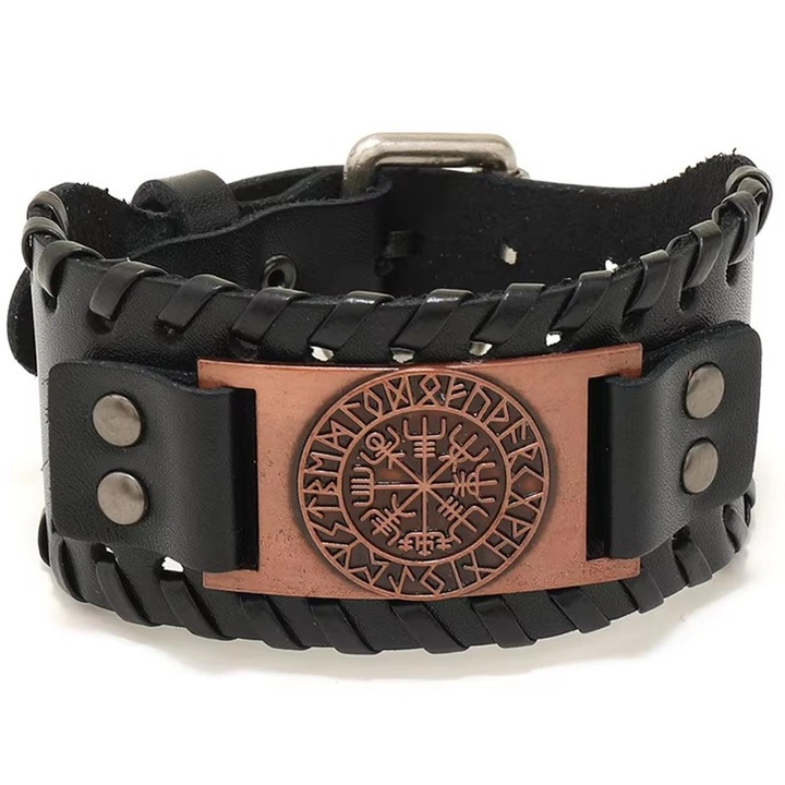 Bratara IZMAEL RO-33403, piele eco, neagra/maro, 26cm