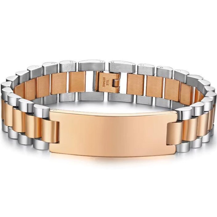 Bratara barbateasca IZMAEL AX-38435, aurie/roz, 21cm x 12mm