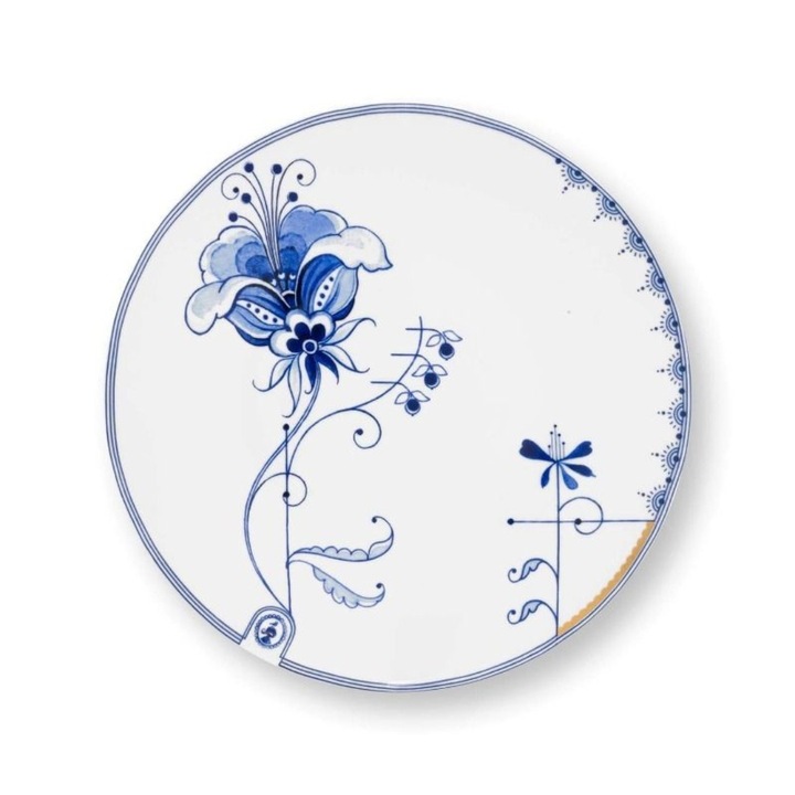 Porcelántányér, ovális, Pip Studio, fehér, 23 cm, Pip & The Blue Bird kollekció