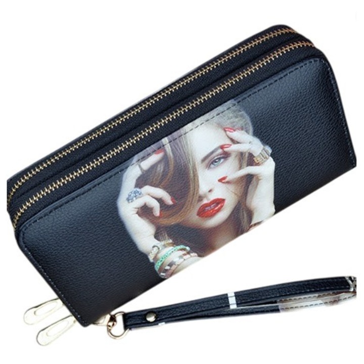 Дамски портфейл IZMAEL RO-35831, черен, 20x4x11см, със златни детайли