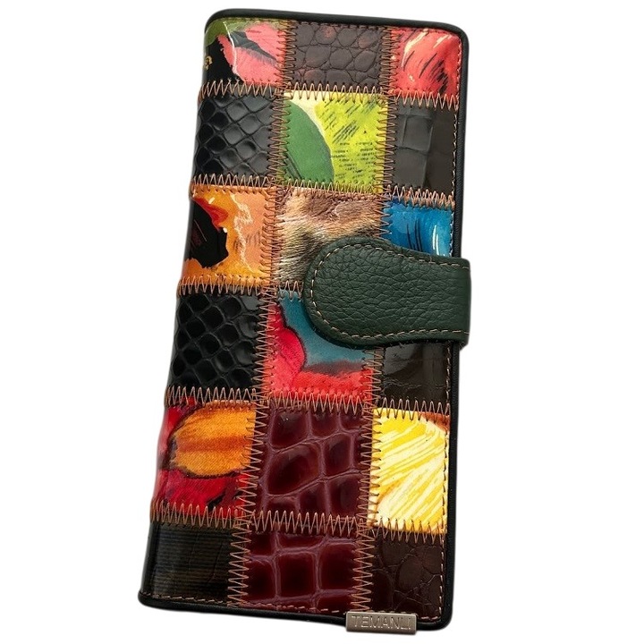 Дамски портфейл IZMAEL TE-36475, естествена кожа, многоцветен, 19x9.5x3см